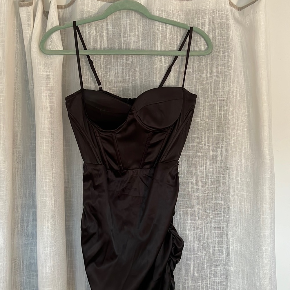 Black satin dress size 4. Never worn